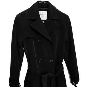 Andrew Marc New York Coat Trench Rain Black Double Breasted Belted Lined X Small
